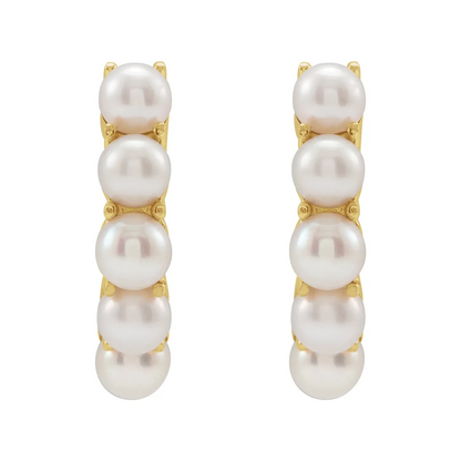 14K Yellow Cultured Freshwater Pearl 14 mm Huggie Hoop Earrings