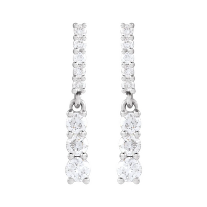 14K White 1/4 CTW Natural Diamond Dangle Earrings