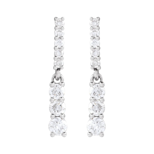 14K White 1/4 CTW Natural Diamond Dangle Earrings
