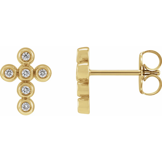 14K Yellow .08 CTW Natural Diamond Cross Earrings