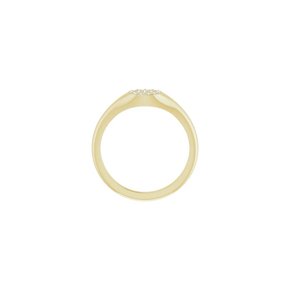 14K Yellow 1/8 CTW Natural Diamond Pave Signet Ring