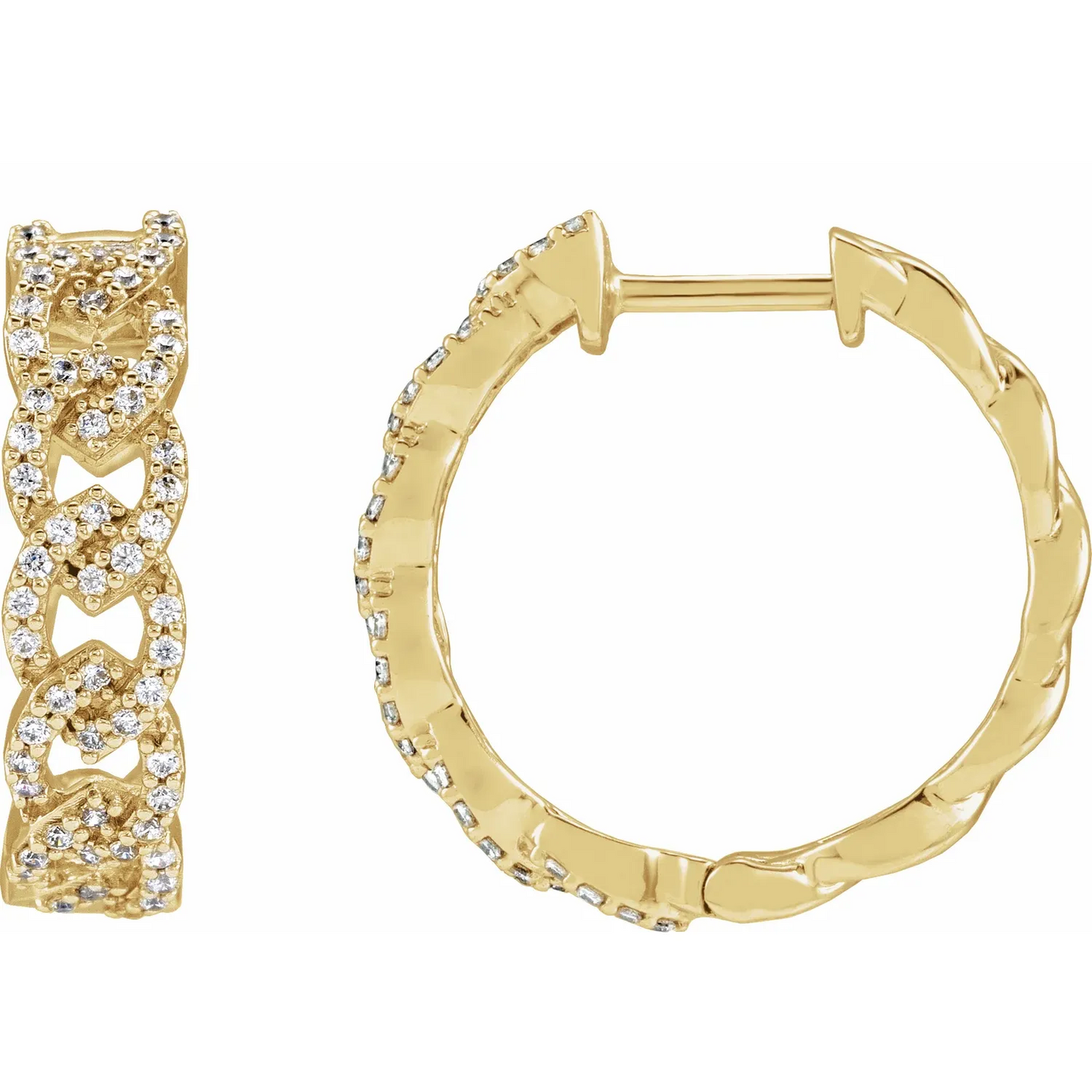 14K 1/2 CTW Lab-Grown Diamond Hoop Earrings