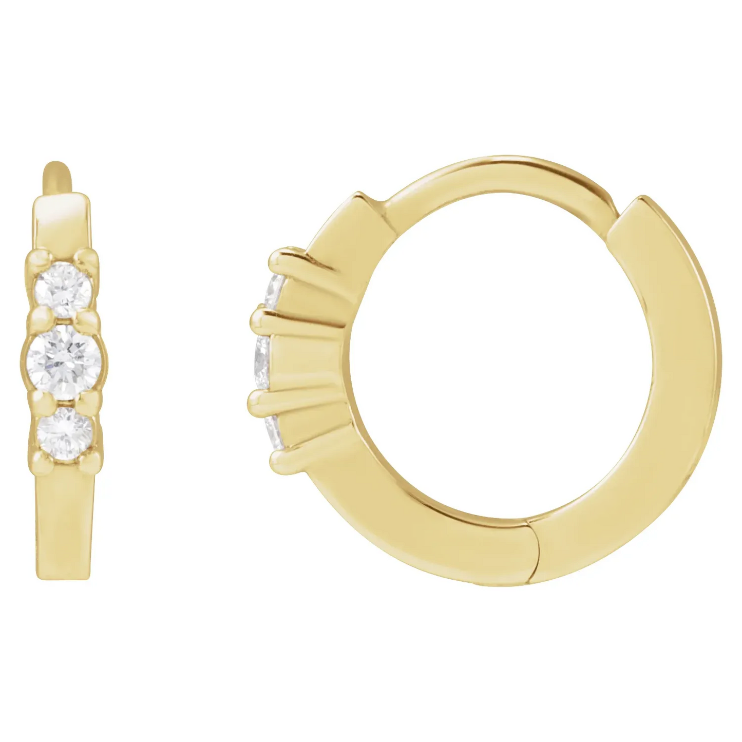 14K Yellow 1/8 CTW Natural Diamond Hinged Hoop Earrings
