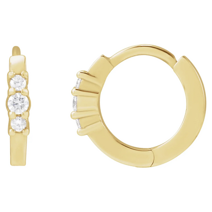 14K Yellow 1/8 CTW Natural Diamond Hinged Hoop Earrings
