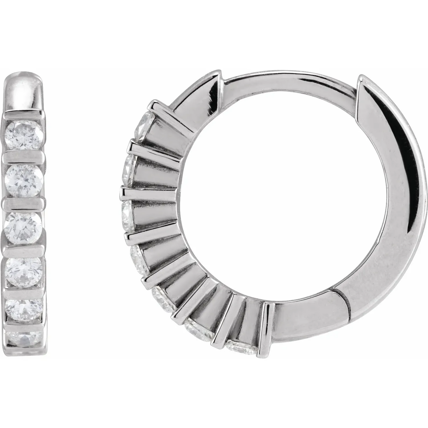 14K 1/5 CTW Natural Diamond 12.7 mm Hinged Hoop Earrings