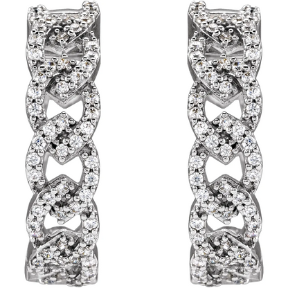 14K 1/2 CTW Lab-Grown Diamond Hoop Earrings
