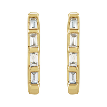14K Yellow 1/10 CTW Natural Diamond Huggie Earrings