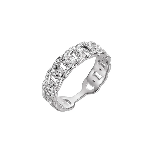 14K White 1/4 CTW Diamond Stackable Chain Link Ring