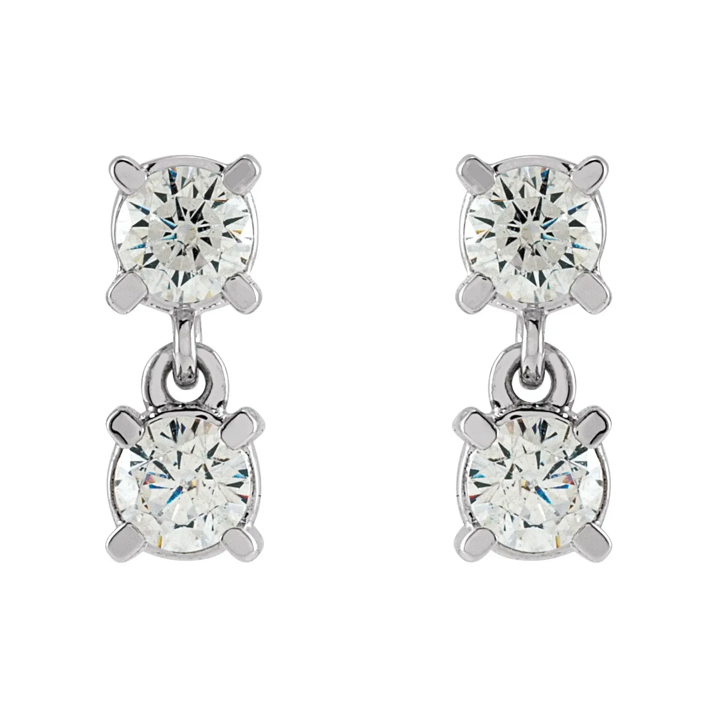 14K White 1/2 CTW Lab-Grown Diamond Two-Stone Earrings