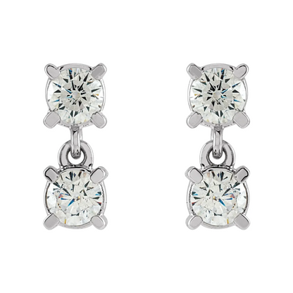 14K White 1/2 CTW Lab-Grown Diamond Two-Stone Earrings