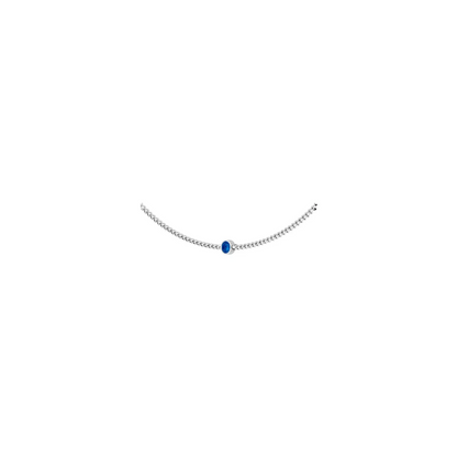 14K White Lab-Grown Blue Sapphire 16" Necklace