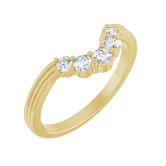 14K 1/4 Natural Diamond Contour Band