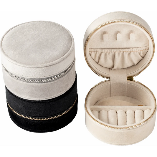 Velvet Round Jewelry Travel Case