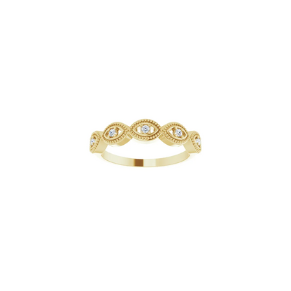 14K Yellow .07 CTW Natural Diamond Evil Eye Stackable Ring