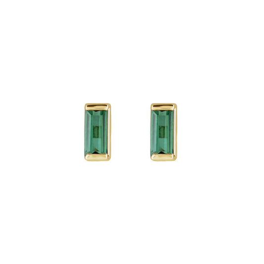 14K Yellow Natural Green Tourmaline Channel-Set Earrings