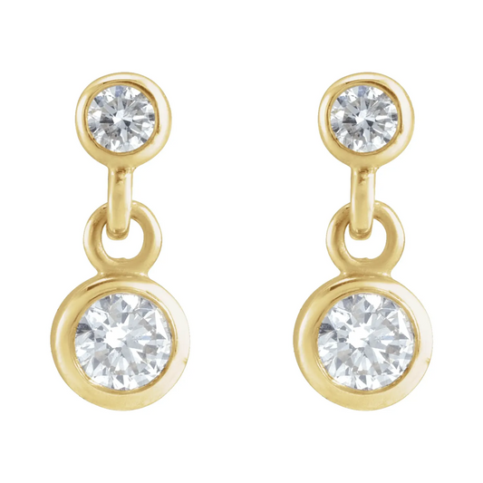 14K Yellow 1/4 CTW Natural Diamond Two-Stone Earrings
