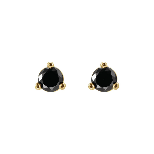 14K Yellow 1/8 CTW Natural Black Diamond  Earrings
