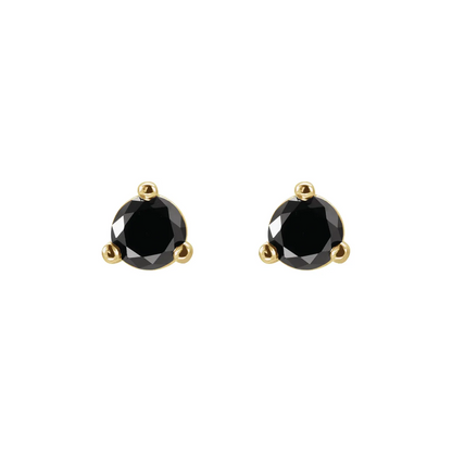 14K Yellow 1/8 CTW Natural Black Diamond  Earrings