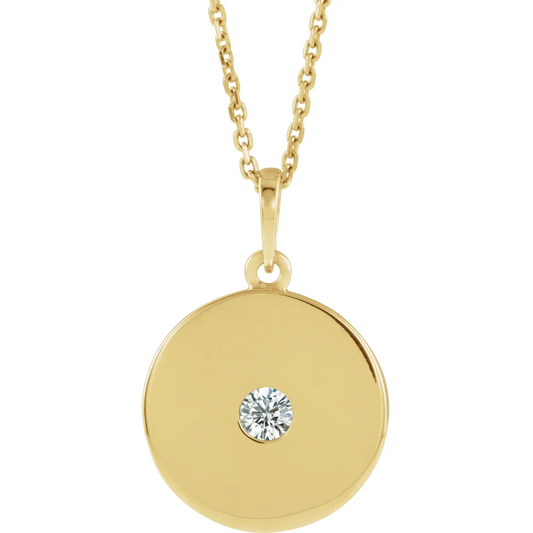 14K Yellow 1/10 CTW Natural Diamond Disc 16-18" Necklace