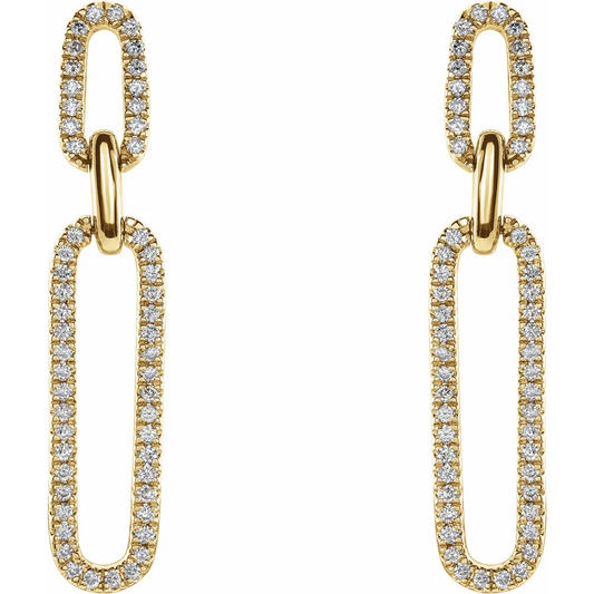 14K Yellow 1/3 CTW Natural Diamond Link Earrings