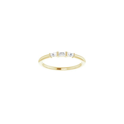 14K Yellow 1/6 CTW Diamond Three-Stone Stackable Ring