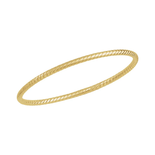 14K 3 mm Twisted Bangle 7 1/2" Bracelet