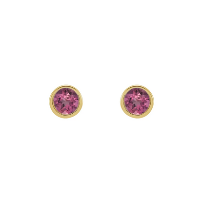 14K Yellow 2 mm Round Natural Micro Bezel-Set Earrings