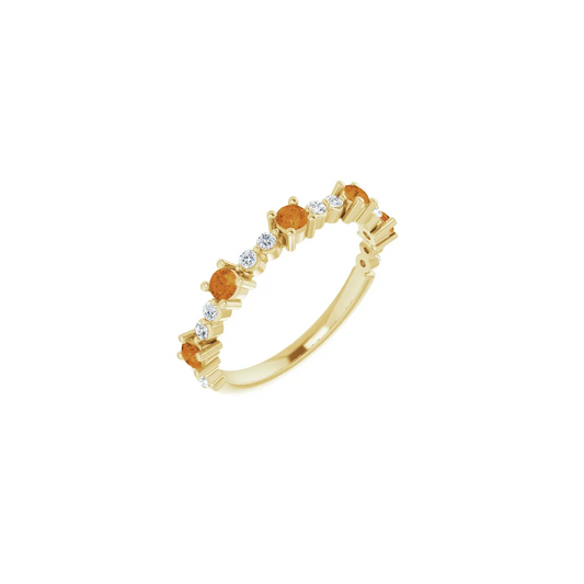 14K Yellow Natural Citrine & 1/6 CTW Natural Diamond Ring