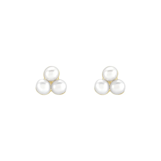 14K Yellow Cultured Freshwater Pearl Cluster Earrings