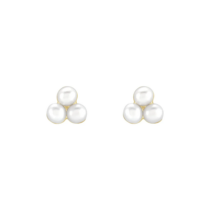 14K Yellow Cultured Freshwater Pearl Cluster Earrings