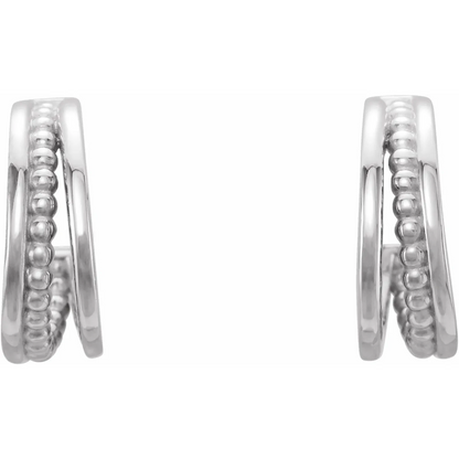 14K Beaded 11.8 mm Hoop Earrings