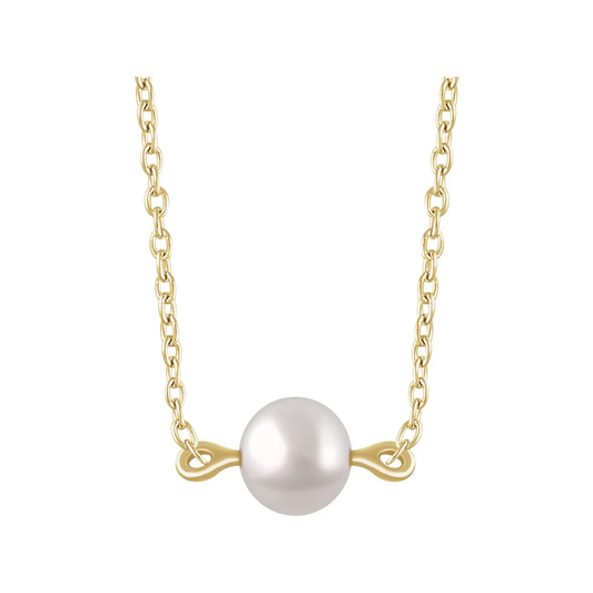 14K Yellow Cultured White Freshwater Pearl 16-18" Necklace