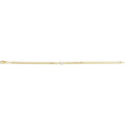 14K Yellow .07 CT Natural Link 7" Bracelet