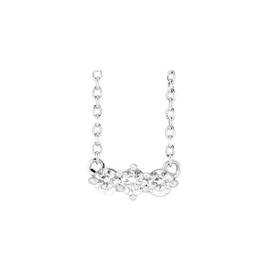14K White 1/5 CTW Natural Diamond Three-Stone 18" Necklace