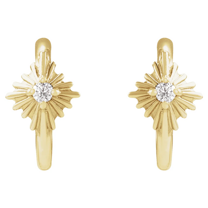 14K Yellow .03 CTW Natural Diamond 10 mm Starburst Hoop Earrings