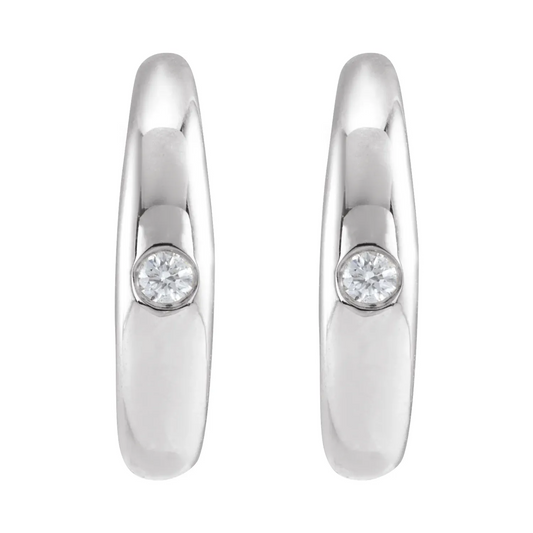 14K .03 CTW Natural Diamond 12 mm Hoop Earrings