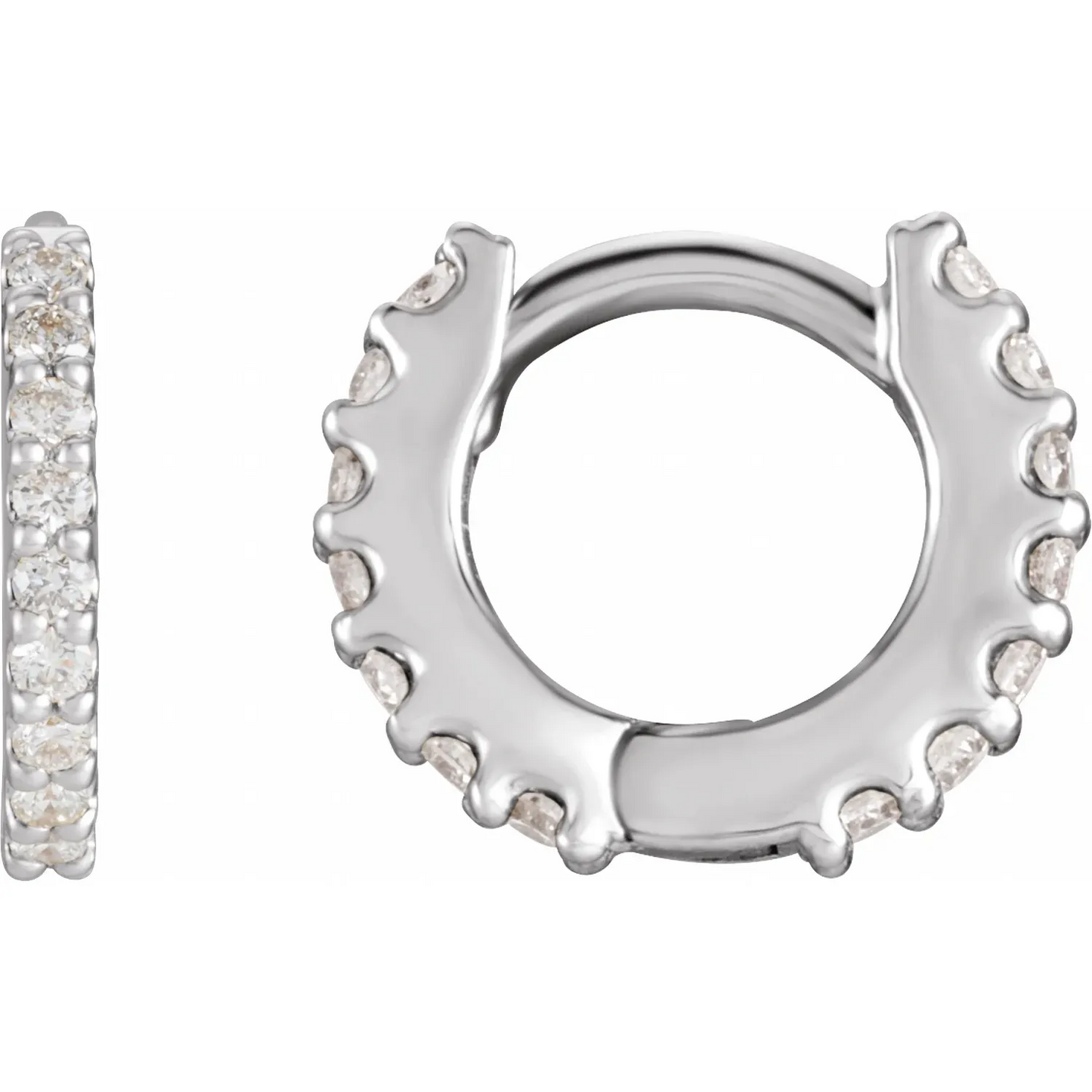 14K White 10.3 mm 1/4 CTW Natural Diamond Huggie Hoop Earrings