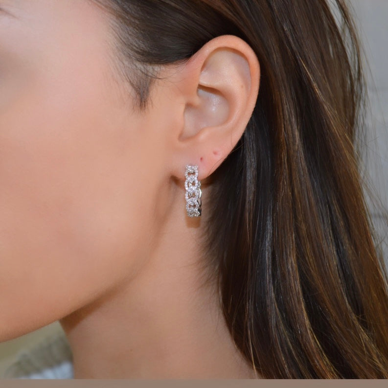 14K 1/2 CTW Lab-Grown Diamond Hoop Earrings