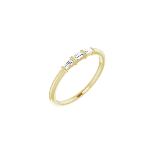 14K Yellow 1/6 CTW Diamond Three-Stone Stackable Ring