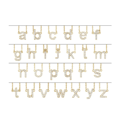 14K Yellow 1/8 CTW Natural Diamond Lowercase Initial 16" Necklace