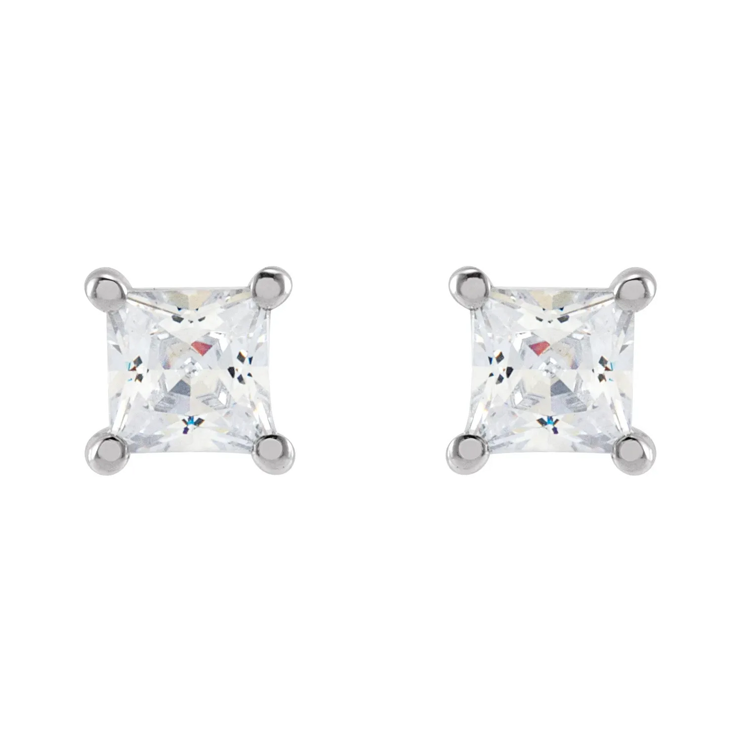 14K White 3.5 mm Square 1/2 CTW Lab-Grown Diamond Earrings
