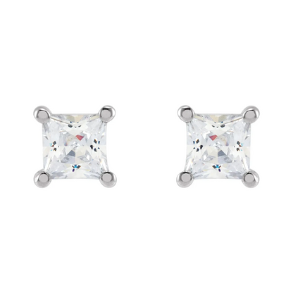 14K White 3.5 mm Square 1/2 CTW Lab-Grown Diamond Earrings