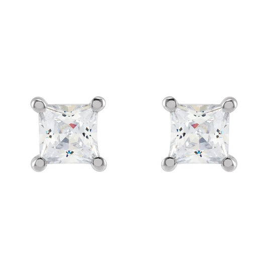 14K White 3.5 mm Square 1/2 CTW Lab-Grown Diamond Earrings
