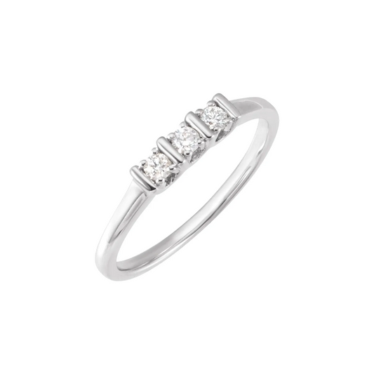 14K 1/6 CTW Natural Diamond Three-Stone Ring