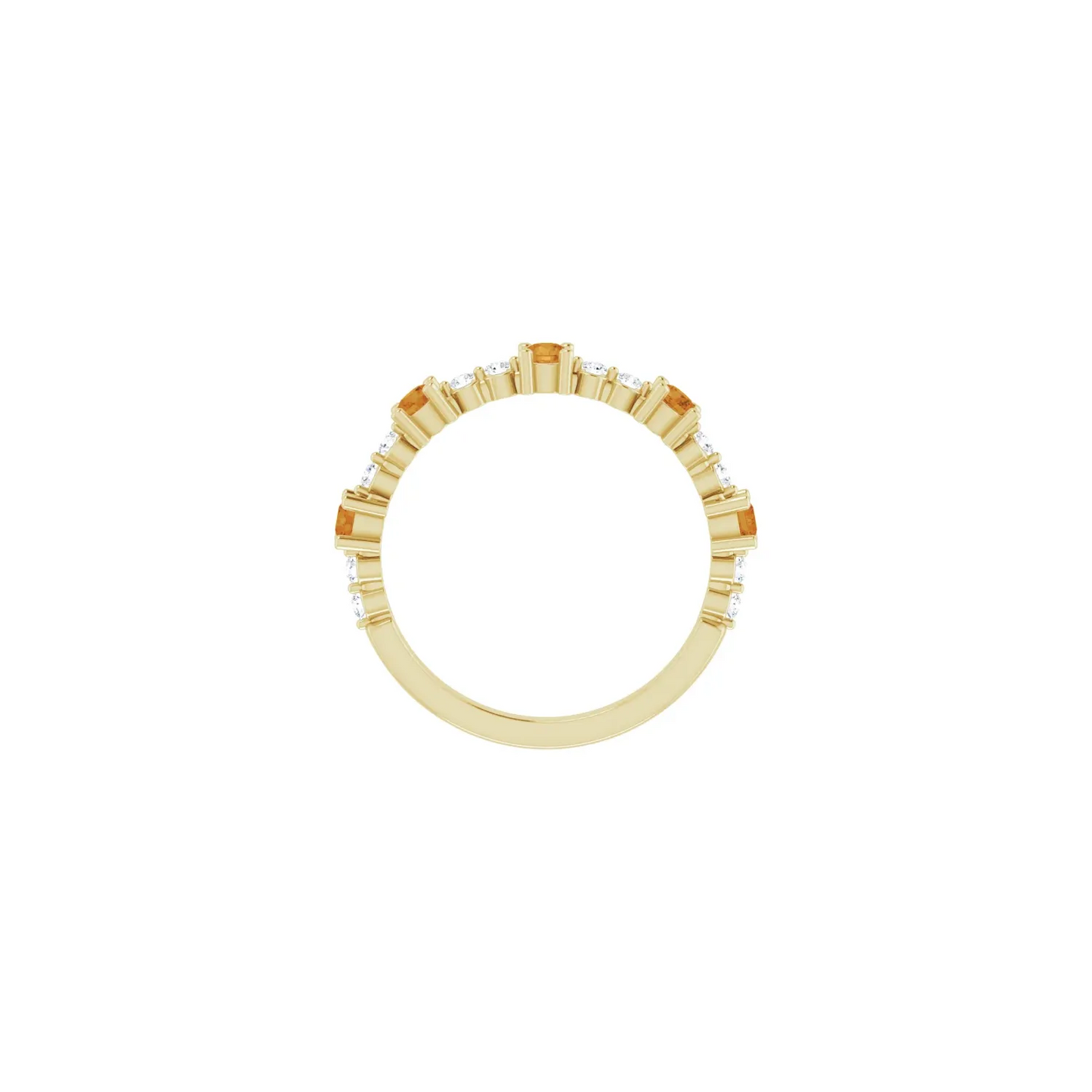 14K Yellow Natural Citrine & 1/6 CTW Natural Diamond Ring