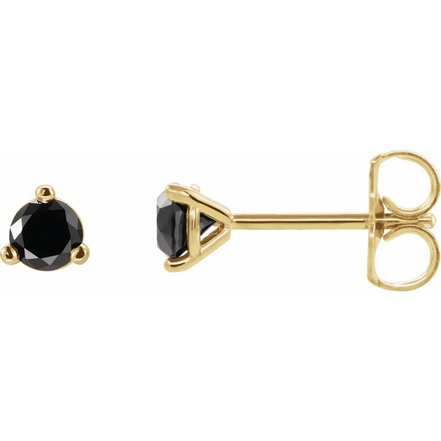 14K Yellow 1/8 CTW Natural Black Diamond  Earrings