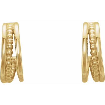 14K Beaded 11.8 mm Hoop Earrings