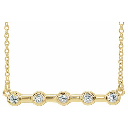 14K Yellow 1/6 CTW Natural Diamond Bezel-Set Bar 18" Necklace14K Yellow 1/6 CTW