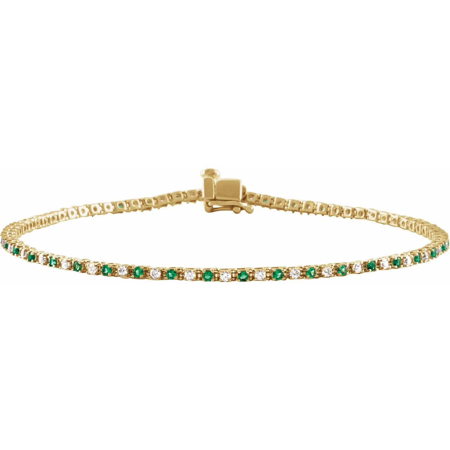 14K Yellow Natural Emerald & 5/8 CTW Natural Diamond Line 7 1/4" Bracelet