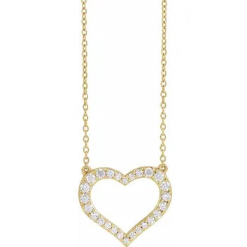 14K Yellow 3/8 CTW Lab-Grown Diamond Heart 16-18" Necklace